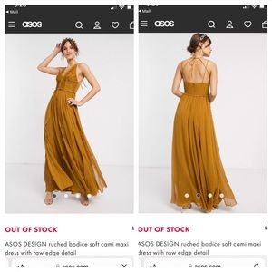 ASOS DESIGN ruched bodice soft cami
maxi dress with raw edge detail